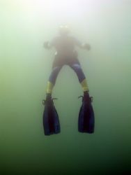 Losing contact, diver in thermocline. Black Sea 2004 by Serban Virgil Ionescu 